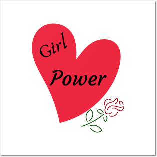 Girl Power Heart Rose design Posters and Art